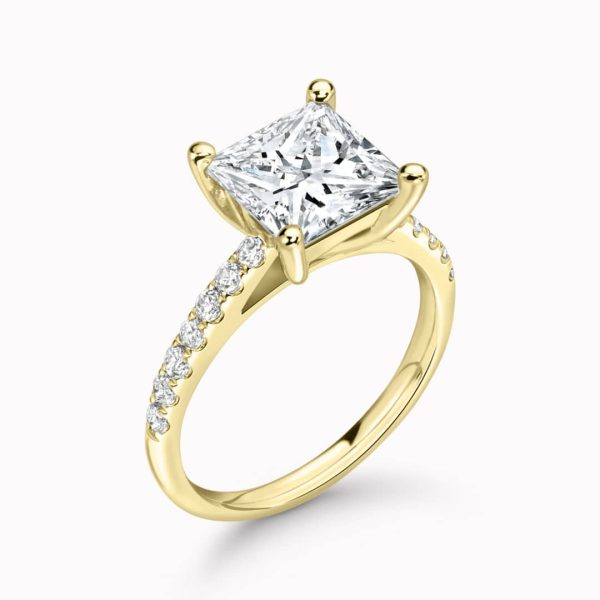 Lena Lab Grown Princess Diamond Sidestone Ring