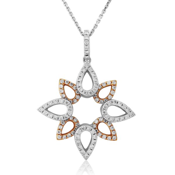 Diamond Set Flower Petal Pendant 0.50cts