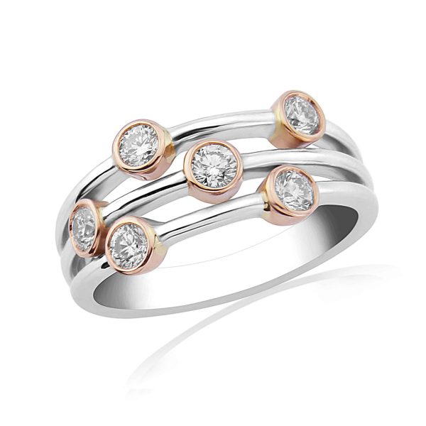 White and Rose Gold Diamond Scatter Ring 0.45cts