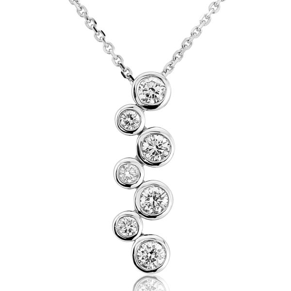 Brilliant Cut Diamond 7 Stone Pendant 0.35cts -18ct White Gold