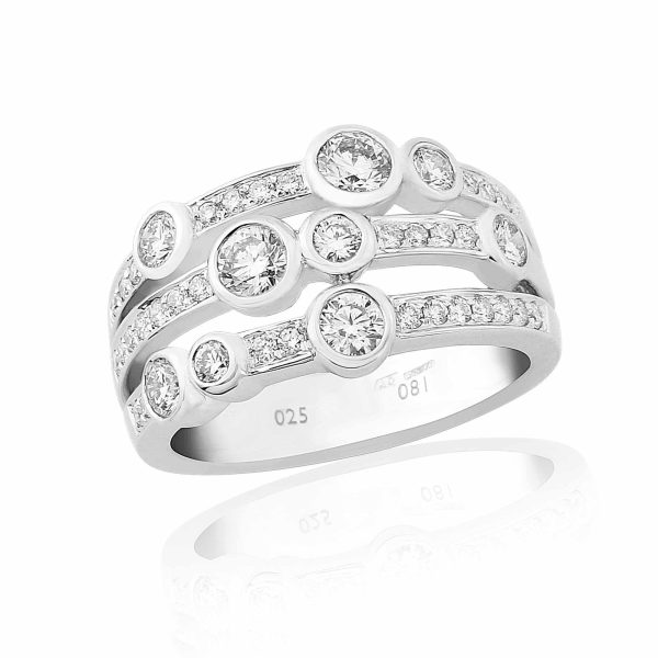 Three Row Diamond Dress Ring 0.73cts
