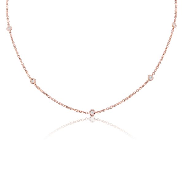 18ct Rose Gold Diamond Set Chain 0.20cts
