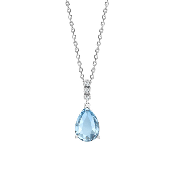 18ct White Gold Diamond and Blue Topaz Pendant