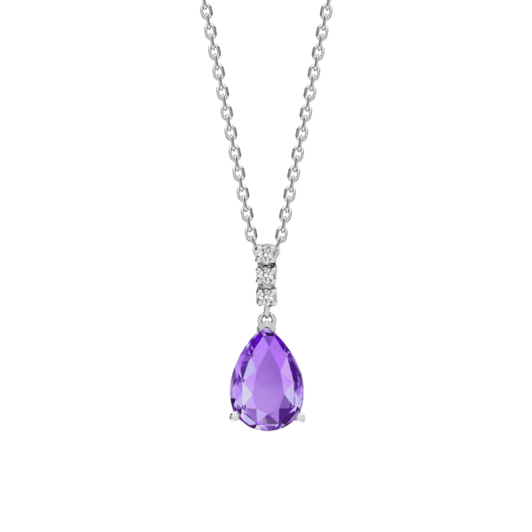 18ct White Gold Diamond and Amethyst Pendant