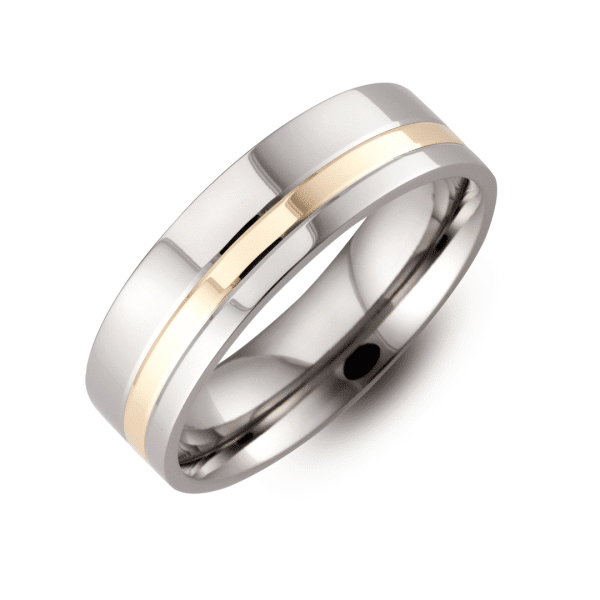 Gents Two Tone Patterned Wedding Ring