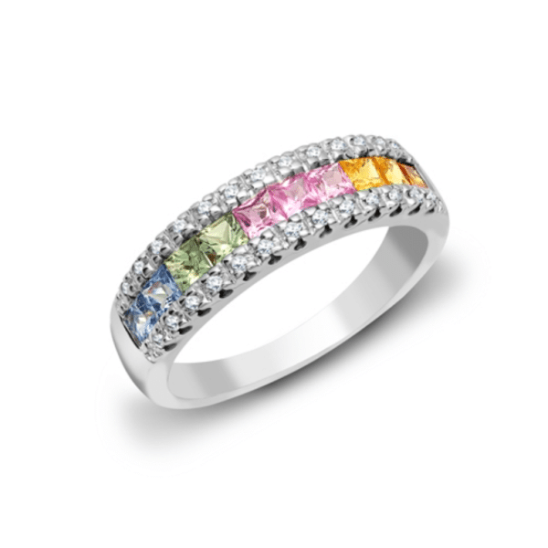 White Gold Diamond and Multi Coloured Sapphire Ring 1.46cts