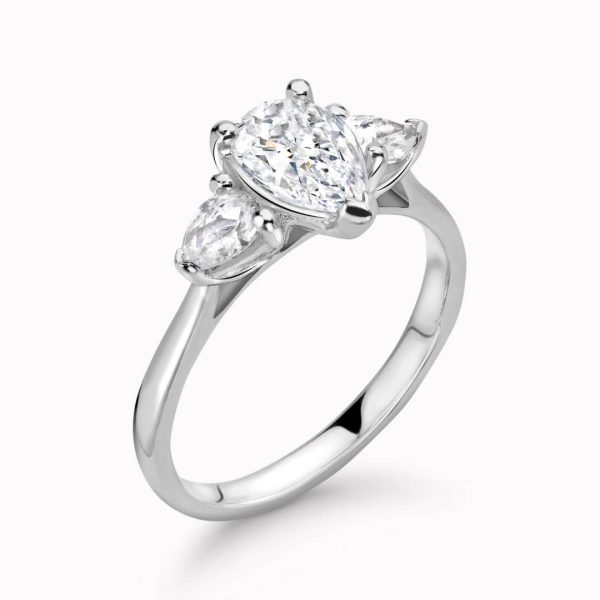 Jasmine Lab Grown Pear Diamond Trilogy Ring