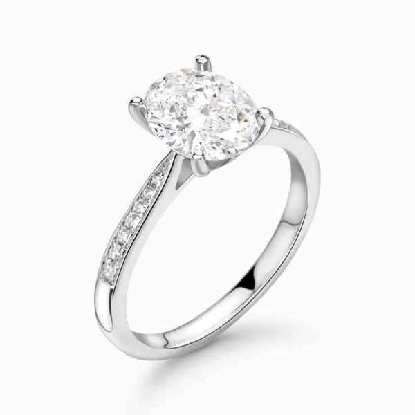 Anna Lab Grown Oval Diamond Sidestone Ring