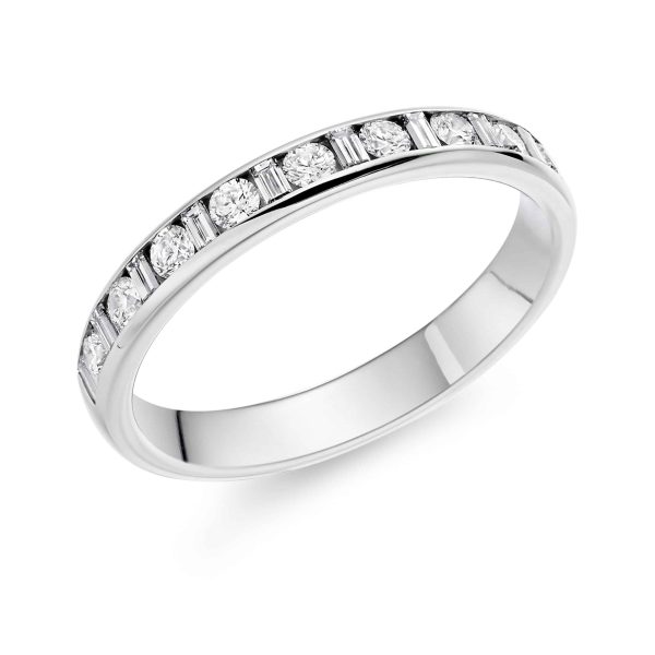 Brilliant and Baguette Cut Diamond Wedding Ring 0.33cts