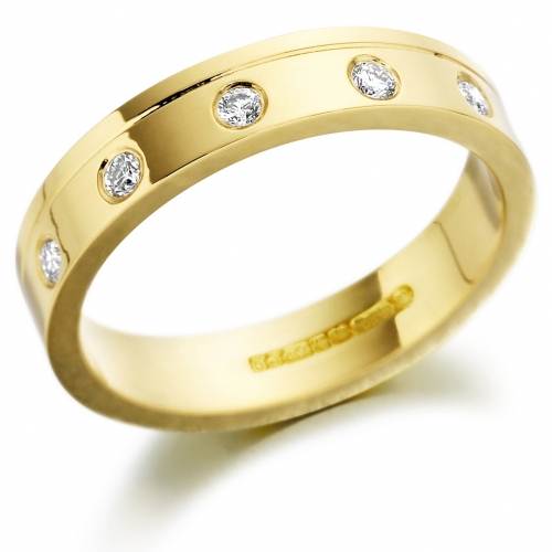 Gents Yellow Gold Diamond Wedding Ring 0.15cts 5mm