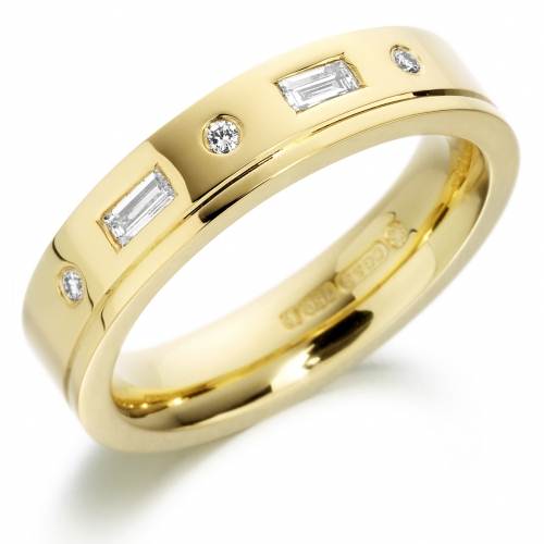 Gents Yellow Gold Diamond Wedding Ring 0.18cts 6mm