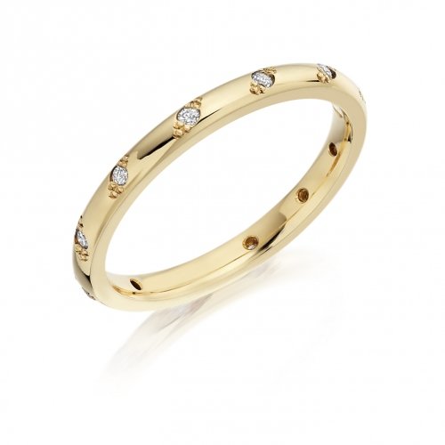 Brilliant Cut Diamond Flush Set Wedding Ring 0.12cts