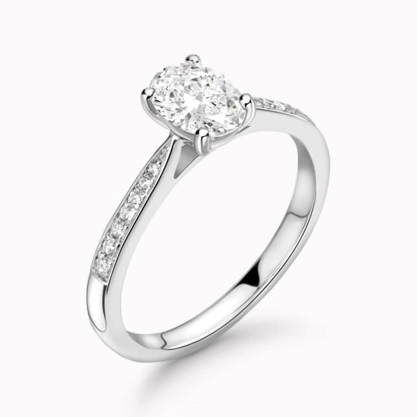 Anna Lab Grown Oval Diamond Sidestone Ring