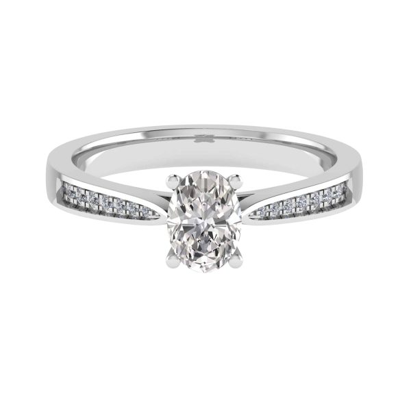 Anna Natural Oval Diamond Sidestone Ring