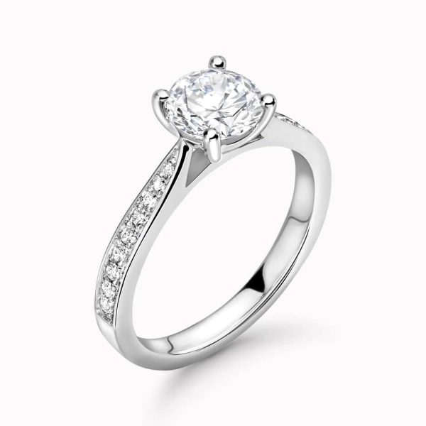 Anna Lab Grown Round Diamond Sidestone Ring
