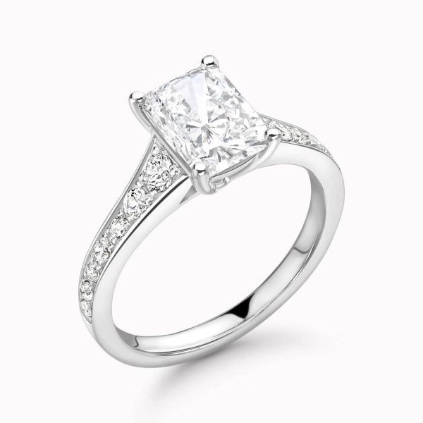Azelea Lab Grown Radiant Diamond Sidestone Ring