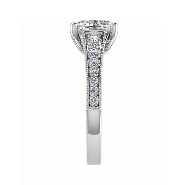 Azelea Lab Grown Radiant Diamond Sidestone Ring