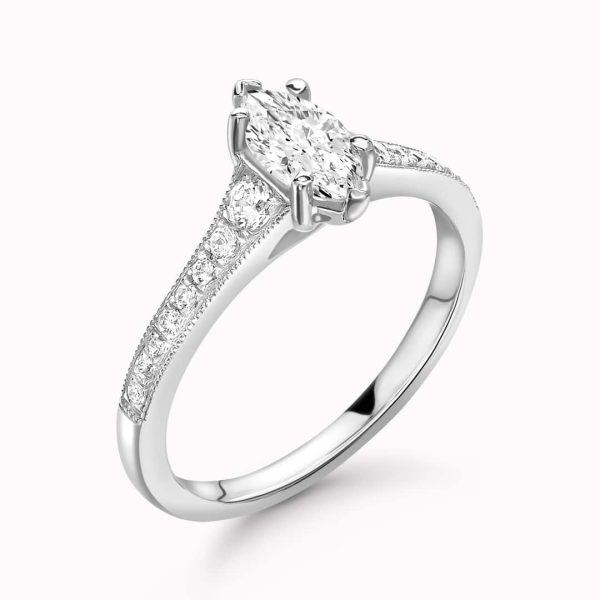 Azelea Lab Grown Marquise Sidestone Ring