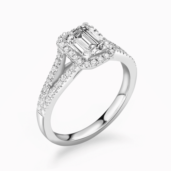 Astra Lab Grown Emerald Diamond Halo Ring