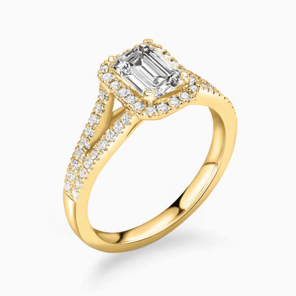 Astra Lab Grown Emerald Diamond Halo Ring