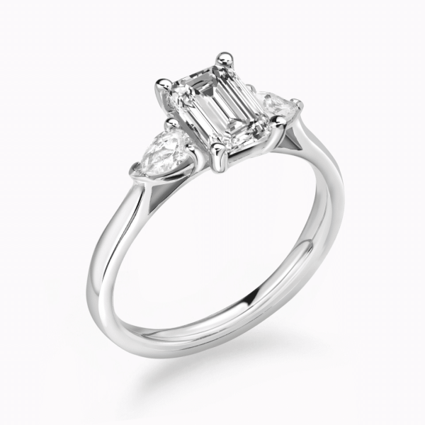 Jasmine Lab Grown Emerald Diamond Trilogy Ring