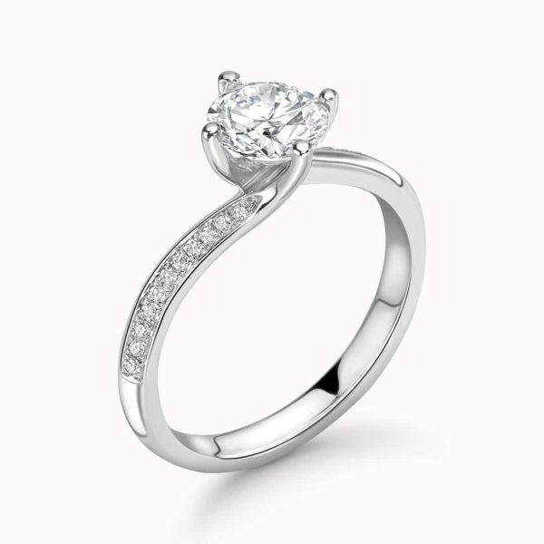 Bianca Lab Grown Round Diamond Sidestone Ring