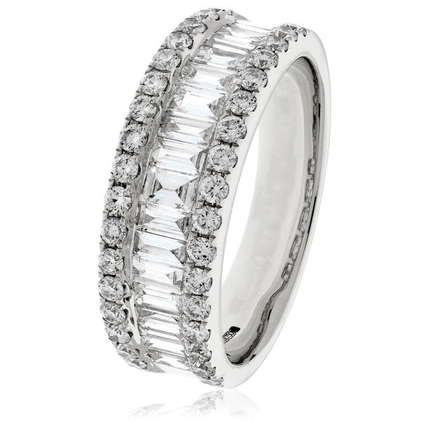 Baguette and Brilliant Cut Diamond Ring 1.50cts