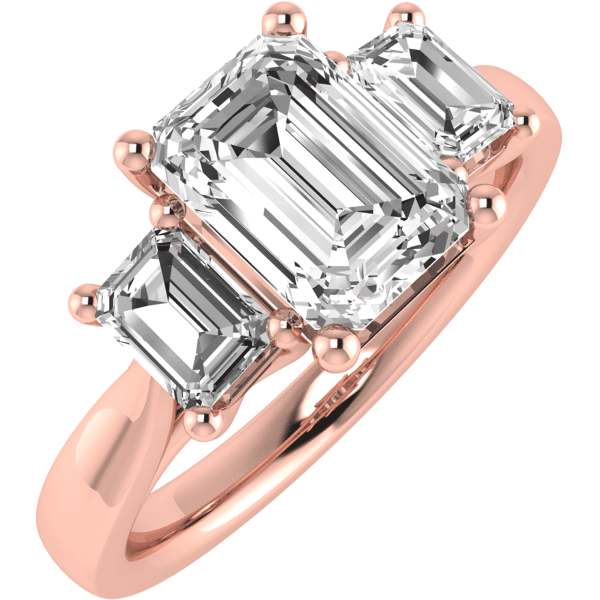 Cairo Natural Emerald Diamond Trilogy Ring