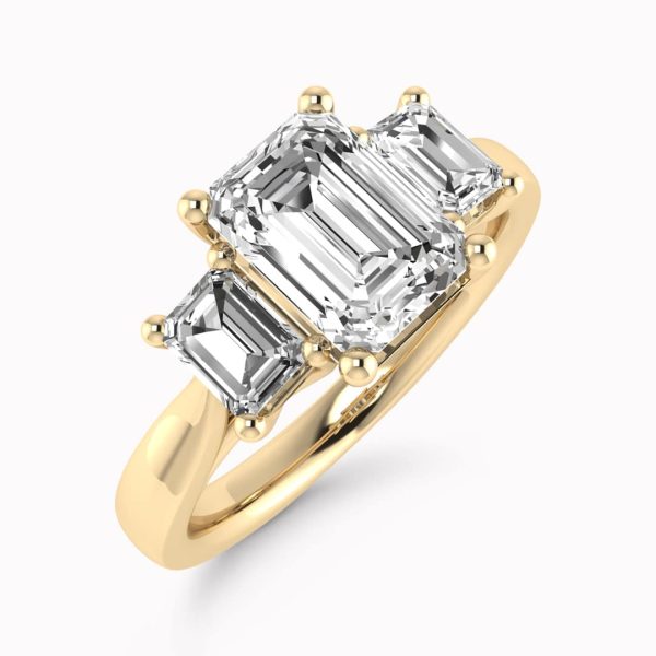 Cairo Natural Emerald Diamond Trilogy Ring