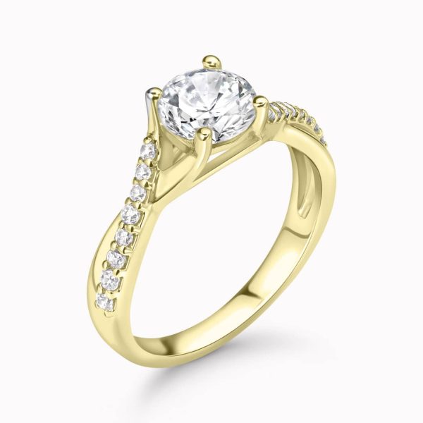 Camila Natural Round Diamond Sidestone Ring