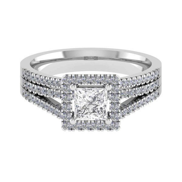 Capella Natural Princess Diamond Halo Ring