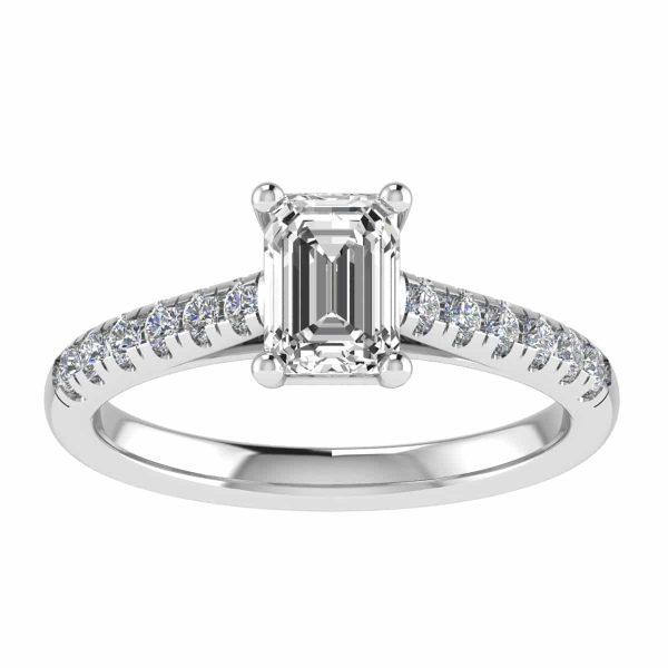 Celine Lab Grown Emerald Diamond Sidestone Ring