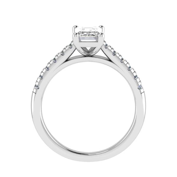 Celine Natural Emerald Diamond Sidestone Ring
