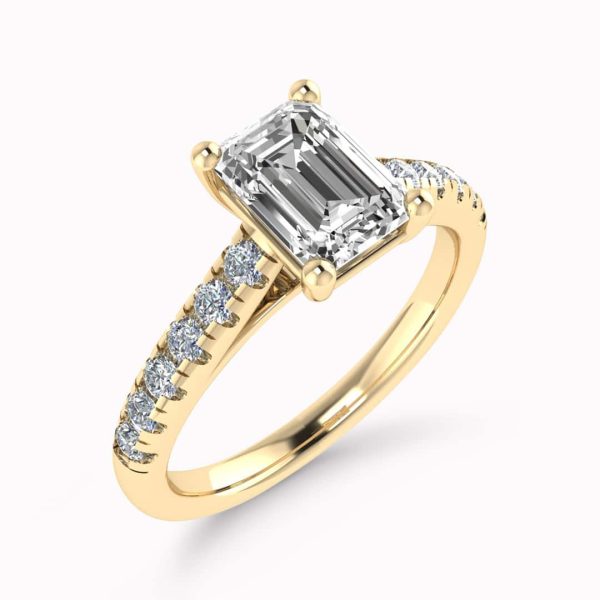 Celine Lab Grown Emerald Diamond Sidestone Ring