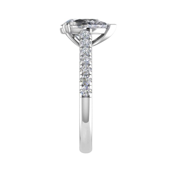 Celine Lab Grown Pear Diamond Sidestone Ring