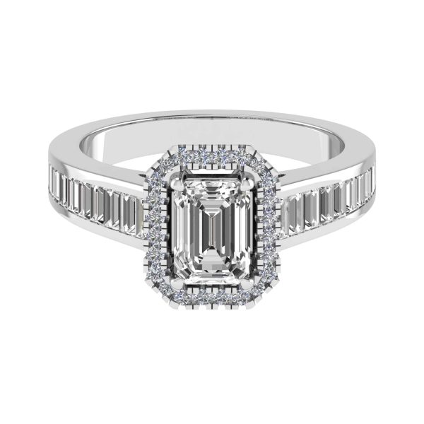 Chelsea Natural Emerald Diamond Halo Ring