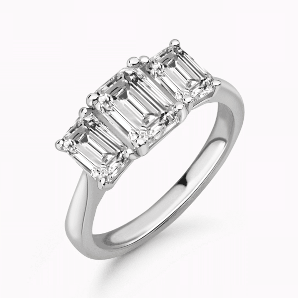 Cairo Lab Grown Emerald Diamond Trilogy Ring