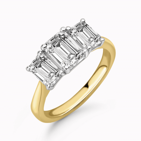 Cairo Lab Grown Emerald Diamond Trilogy Ring