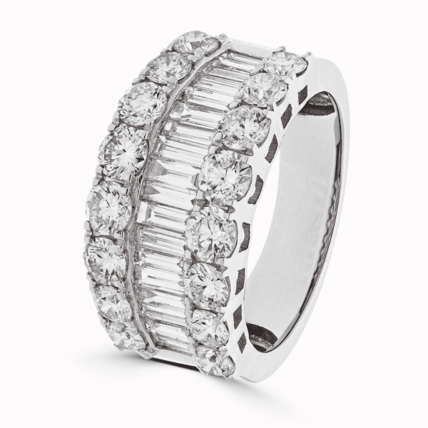 Lab Grown Brilliant and Baguette Cut Diamond Ring 3.00cts