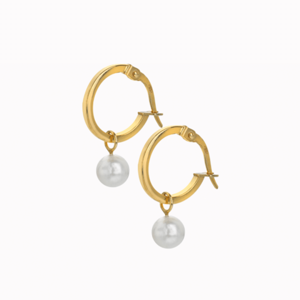 Yellow Gold and Pearl Drop Earrings