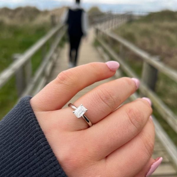 Dawn Lab Grown Emerald Diamond Solitaire Ring