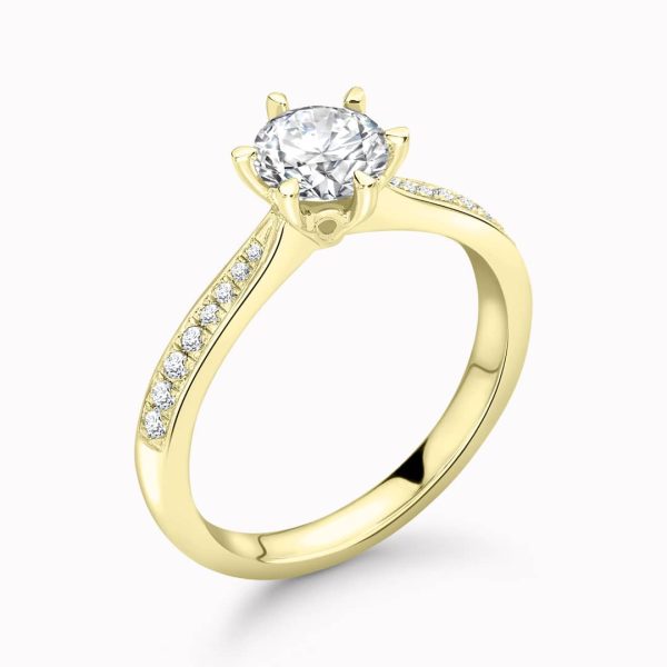 Elisa Natural Round Diamond Sidestone Ring