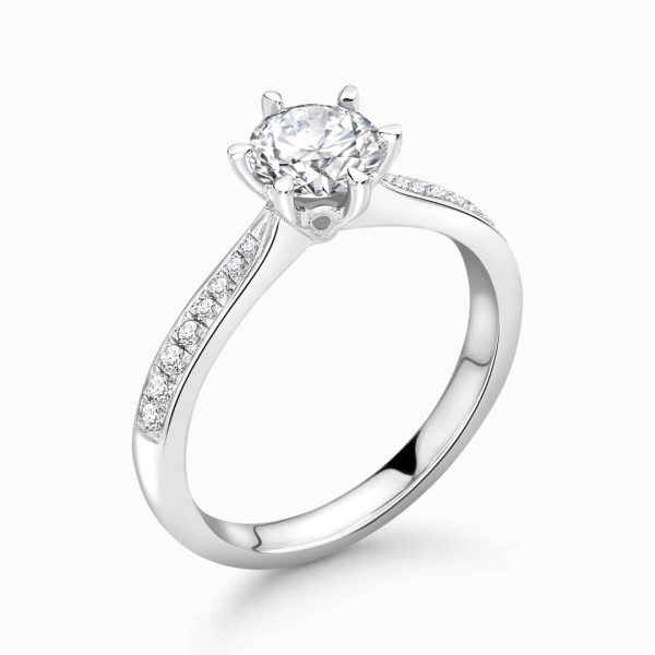 Elisa Lab Grown Round Diamond Sidestone Ring