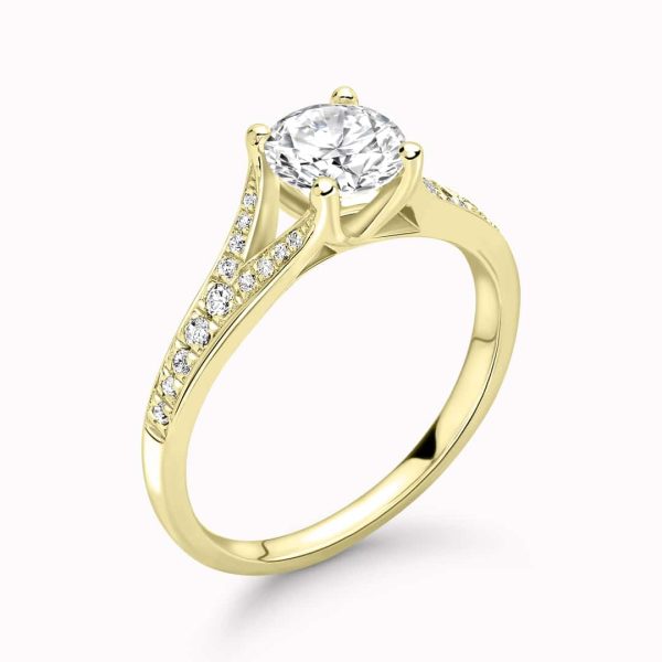 Emilia Lab Grown Round Diamond Sidestone Ring