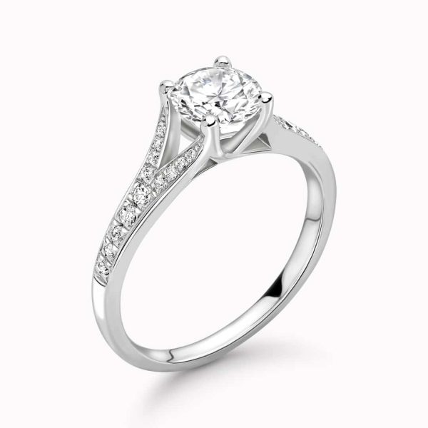 Emilia Lab Grown Round Diamond Sidestone Ring