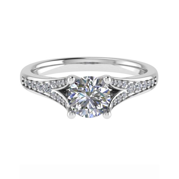 Emilia Natural Round Diamond Sidestone Ring