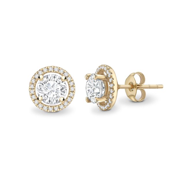 Round Diamond Halo Earrings 0.32cts