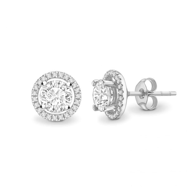 18ct White Gold Diamond Halo Earrings 0.35cts