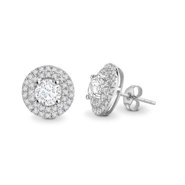 Brilliant Cut Diamond Halo Earrings 0.58cts
