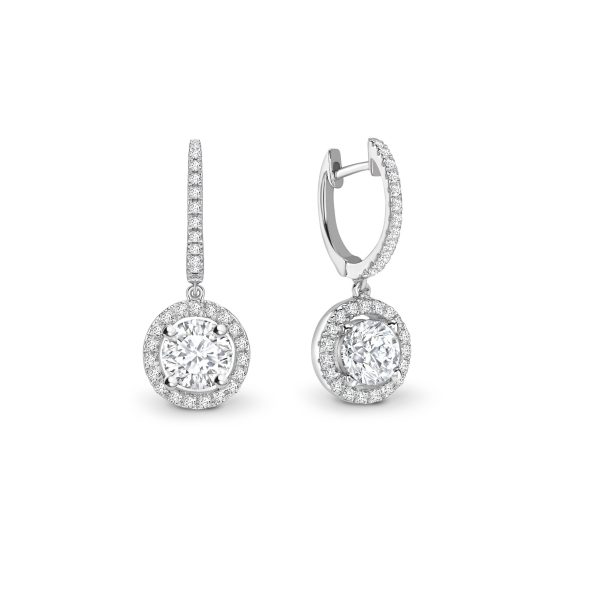 Diamond Halo Drop Earrings 0.98cts